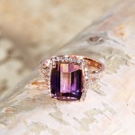 Anika and August Rose Gold Cushion-cut Bolivianite Anahi Ametrine and Diamond Ring - Handcrafted By Name My Rings™