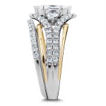 2-tone Gold 1 1/5ct TDW Marquise Diamond Art Deco Bridal Ring Set - Handcrafted By Name My Rings™