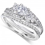 Gold 1 1/10ct TDW Diamond Bridal Rings Set - Handcrafted By Name My Rings™