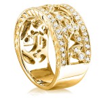 Gold 1/4ct TDW Round Diamond Vintage Floral Milgrain Anniversary Ring - Handcrafted By Name My Rings™