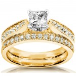 Gold 4/5ct TDW Diamond Bridal Ring Set - Handcrafted By Name My Rings™