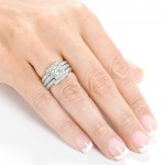White Gold 1 1/2ct TDW Diamond Princess Halo Bridal Ring Set - Handcrafted By Name My Rings™
