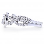 White Gold 1ct Forever Brilliant Moissanite and 3/4ct TDW Diamond Criss Cross Bridal Set - Handcrafted By Name My Rings™
