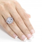 White Gold 5 7/8ct TGW Large Moissanite and Diamond Double Halo Statement Ring - Handcrafted By Name My Rings™