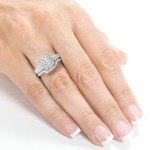 White Gold 5/8ct TDW Diamond Bridal Halo Ring Set - Handcrafted By Name My Rings™