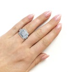 White Gold 1ct TDW Diamond Square Frame Invisible-set Princess Engagement Ring - Handcrafted By Name My Rings™