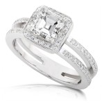 Gold 1 1/3ct TDW Asscher Diamond Engagement Ring - Handcrafted By Name My Rings™