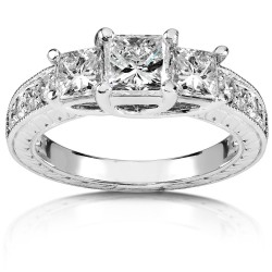 Gold 1 1/3ct TDW Princess 3-stone Diamond Ring - Handcrafted By Name My Rings™