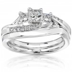 Gold 1/2ct TDW Princess-cut Diamond Bridal Ring Set - Handcrafted By Name My Rings™