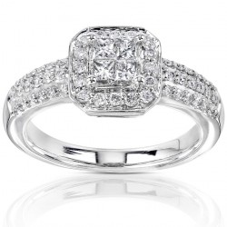 Gold 1/2ct TDW Princess-cut Diamond Halo Engagement Ring - Handcrafted By Name My Rings™