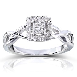 Gold 1/3ct TDW Diamond Halo Engagement Ring - Handcrafted By Name My Rings™
