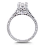 Gold 1ct Round Forever One Moissanite and 1/3ct TDW Diamond Cathedral Bridal Set - Handcrafted By Name My Rings™