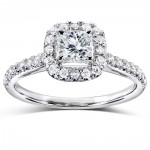 Gold 3/4ct TDW Princess and Round Halo Diamond Engagement Ring - Handcrafted By Name My Rings™