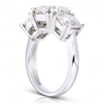 Gold 5ct TGW Cushion Three Stone Moissanite Engagement Ring - Handcrafted By Name My Rings™