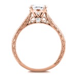 Rose Gold 1 1/2ct TGW Moissanite and Diamond Antique Cathedral Bridal Rings S - Handcrafted By Name My Rings™