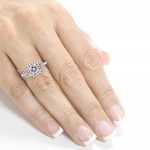 Rose Gold 1 7/8ct TCW Forever One Near Colorless Moissanite and Diamond 3-stone Halo Ring - Handcrafted By Name My Rings™