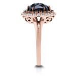 Rose Gold 3 5/8ct TDW Black and White Diamond Double Halo Ring - Handcrafted By Name My Rings™