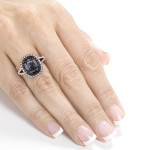Rose Gold 3 5/8ct TDW Black and White Diamond Double Halo Ring - Handcrafted By Name My Rings™