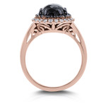 Rose Gold 3 5/8ct TDW Black and White Diamond Double Halo Ring - Handcrafted By Name My Rings™