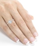 Rose Gold Round Moissanite and 1/5ct TDW Diamond Engagement Ring - Handcrafted By Name My Rings™