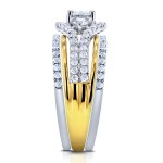 Two Tone Gold 1 1/3ct TDW Diamond Double Band Wedding Set - Handcrafted By Name My Rings™