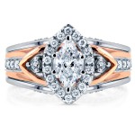 Two-Tone Gold 1 1/4ct TDW Marquise Diamond 3-Piece Bridal Set - Handcrafted By Name My Rings™