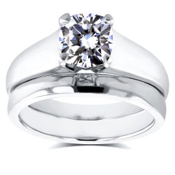 White Gold 1 1/10ct Cushion Moissanite Classic Solitaire Bridal Set - Handcrafted By Name My Rings™