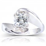 White Gold 1 1/10ct Cushion Moissanite Wide Bypass Style Solitaire Unique Engagement Ring - Handcrafted By Name My Rings™