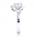 White Gold 1 1/10ct Cushion Moissanite Wide Bypass Style Solitaire Unique Engagement Ring - Handcrafted By Name My Rings™