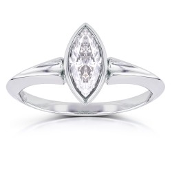 White Gold 1 1/10ct Marquise Diamond Bezel Solitaire Ring - Handcrafted By Name My Rings™