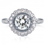 White Gold 1 1/3ct TCW Forever One Moissanite Diamond Full Bloom Flower Engag - Handcrafted By Name My Rings™
