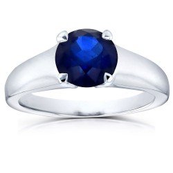 White Gold 1 1/4ct Round Blue Sapphire Solitaire Ring - Handcrafted By Name My Rings™
