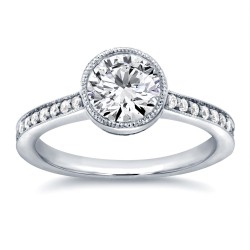 White Gold 1 1/4ct TDW Diamond Bezel and Pave Engagement Ring - Handcrafted By Name My Rings™