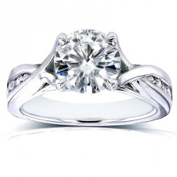White Gold 1 1/5ct TCW Round Moissanite and Diamond Engagement Ring - Handcrafted By Name My Rings™