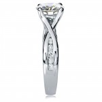 White Gold 1 1/5ct TGW Moissanite and Channel Diamonds Engagement Ring - Handcrafted By Name My Rings™