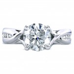 White Gold 1 1/5ct TGW Moissanite and Channel Diamonds Engagement Ring - Handcrafted By Name My Rings™