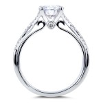 White Gold 1 1/6ct TCW Forever Brilliant Moissanite and Diamond Crossover Engagement Ring - Handcrafted By Name My Rings™