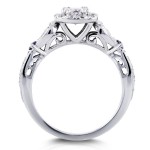 White Gold 1 1/6ct TCW Moissanite with Sapphire and Diamond Antique 2 Ring Bridal Set - Handcrafted By Name My Rings™