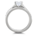 White Gold 1 1/6ct TDW Round Diamond Solitaire and Diamond Wedding Band Brida - Handcrafted By Name My Rings™