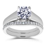 White Gold 1 1/6ct TDW Round Diamond Solitaire and Diamond Wedding Band Brida - Handcrafted By Name My Rings™