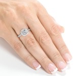 White Gold 1 2/5ct TCW Forever One Near Colorless Moissanite and Diamond Halo Ring - Handcrafted By Name My Rings™