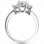 White Gold 1 3/5ct TGW Emerald-cut Moissanite and Diamond Accent 3-Stone Engagement Ring - Handcrafted By Name My Rings™