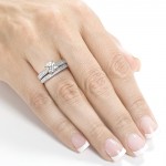 White Gold 1 7/8ct Round Moissanite and 1/3ct TDW Diamond Pave Milgrain Brida - Handcrafted By Name My Rings™