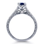 White Gold 1/2ct TGW Round Sapphire and Diamond Vintage Engagement Ring - Handcrafted By Name My Rings™