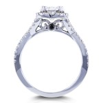 White Gold 1ct DEF Moissanite and 1/2ct TDW Diamond Crossover Ring - Handcrafted By Name My Rings™