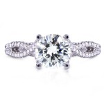 White Gold 1ct Round Moissanite Classic and 1/3ct TDW Diamond Ring - Handcrafted By Name My Rings™