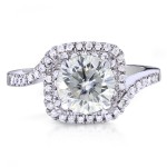 White Gold 1ct Round Moissanite Classic and 1/5ct TDW Diamond Ring - Handcrafted By Name My Rings™