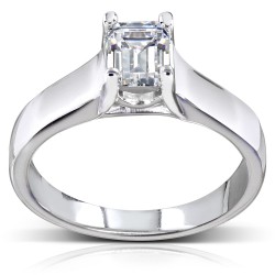 White Gold 1ct TDW Emerald Cut Solitaire Diamond Ring SI1-SI - Handcrafted By Name My Rings™