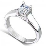 White Gold 1ct TDW Emerald Cut Solitaire Diamond Ring SI1-SI - Handcrafted By Name My Rings™
