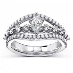 White Gold 1ct TDW Marquise Diamond Split Shank Engagement Ring - Handcrafted By Name My Rings™